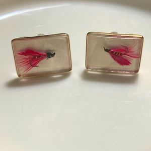 Fly Fishing Lure CuffLinks by Hickok USA - Vintage (Circa 1950)